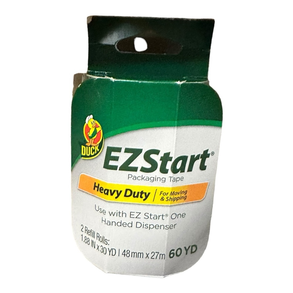 Duck EZ Start 2 Rolls Heavy Duty Clear Packaging Tape NWT
